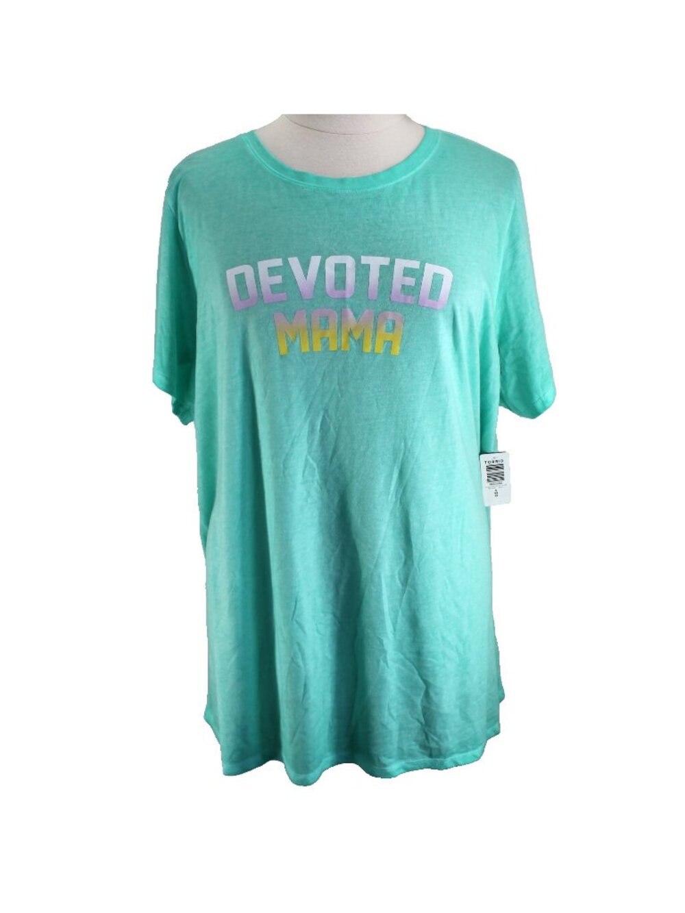Torrid Classic Fit Tee Shirt Womens Size 5 5X Green Devoted Mama Short Sleeve